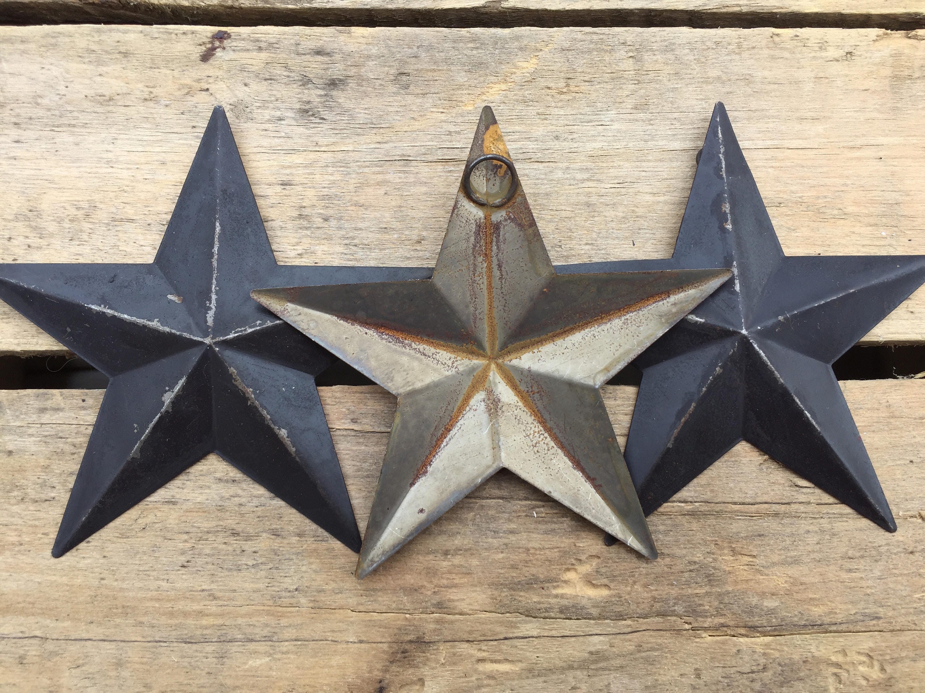 Set of 3 Small Metal Barn Stars