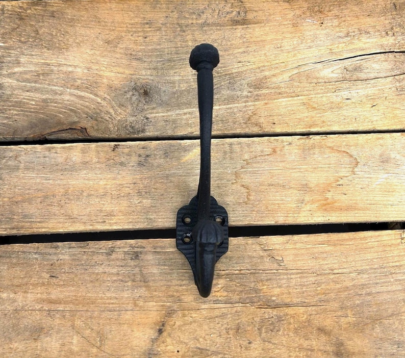 Cast Iron Double Coat Hook, Black or Brown Cast Iron Double Wall Hook, Cast Iron Coat Hook, Entryway Hook bild 3