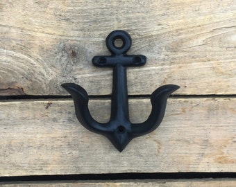 Vintage Rustic Cast Iron Nautical Anchor Design Key Coat Hooks Rack Decorative Wall