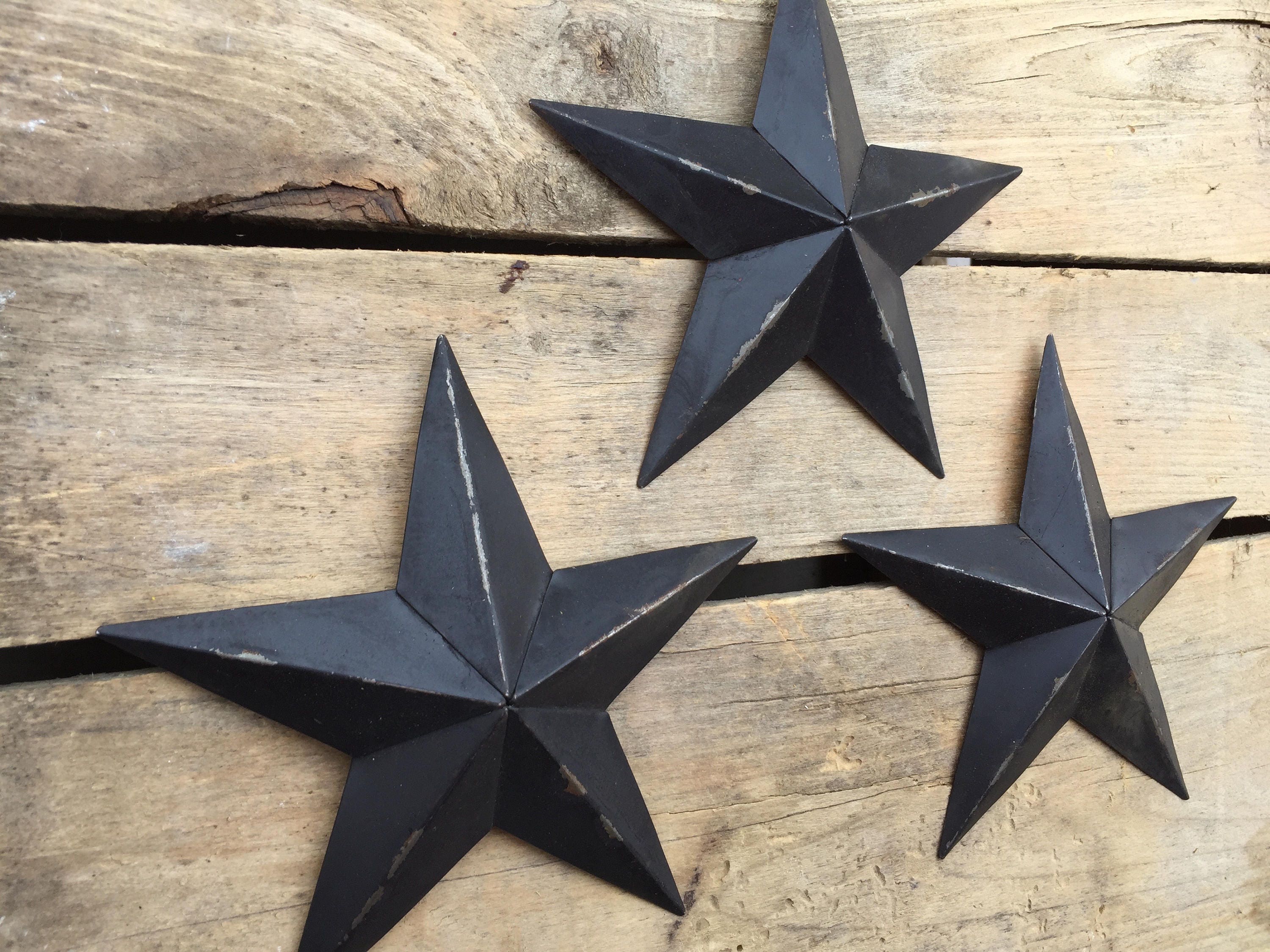 Set of 3 Black Metal Barn Stars 5
