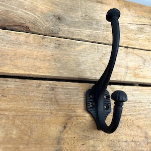 Cast Iron Double Coat Hook, Black or Brown Cast Iron Double Wall Hook, Cast Iron Coat Hook, Entryway Hook bild 2