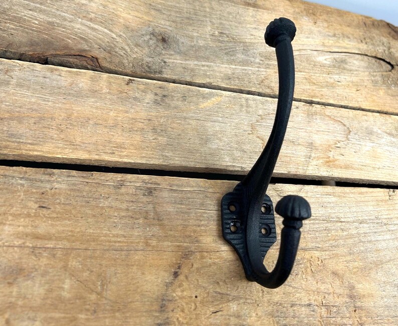 Cast Iron Double Coat Hook, Black or Brown Cast Iron Double Wall Hook, Cast Iron Coat Hook, Entryway Hook bild 2