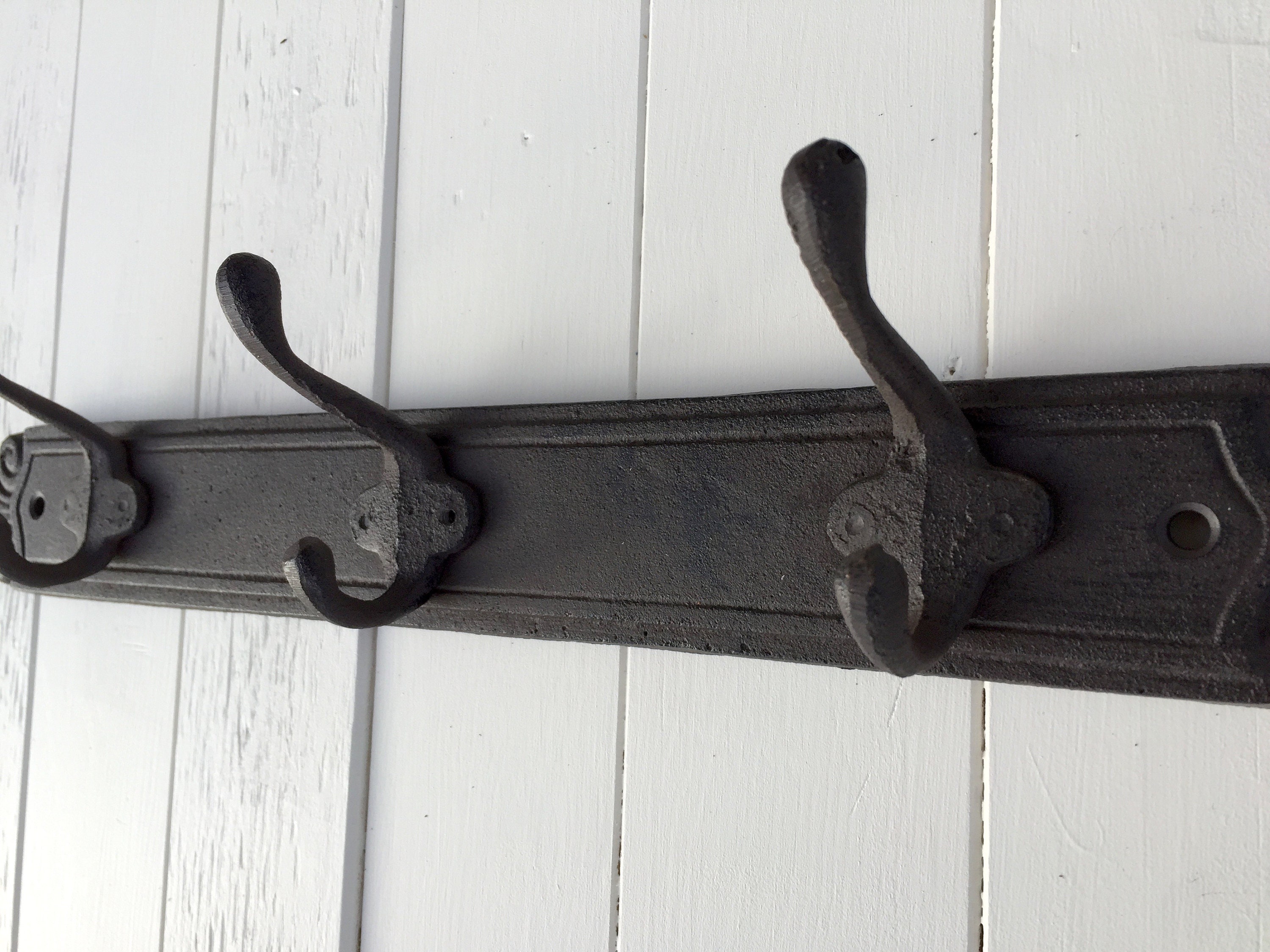 Triple Cast Iron Entryway Hooks Rustic Dark Brown
