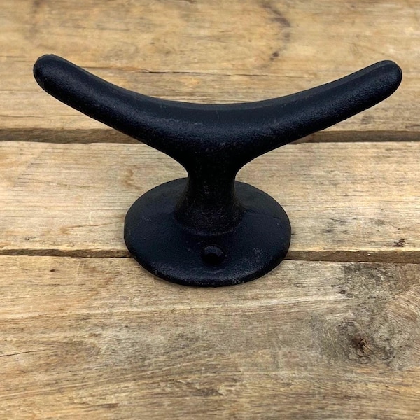 Large Black Boat Cleat Hook, Cast Iron Boat Cleat Hook, Cast Iron Dock Cleat, Cast Iron Nautical Hook