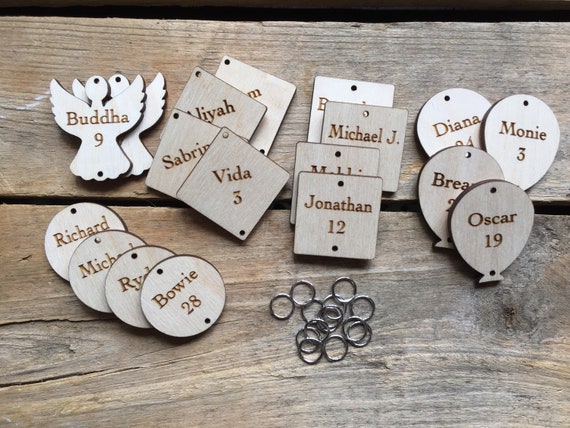 RESERVED FOR GITELLE S, 3x Custom Wooden Tags and jump rings