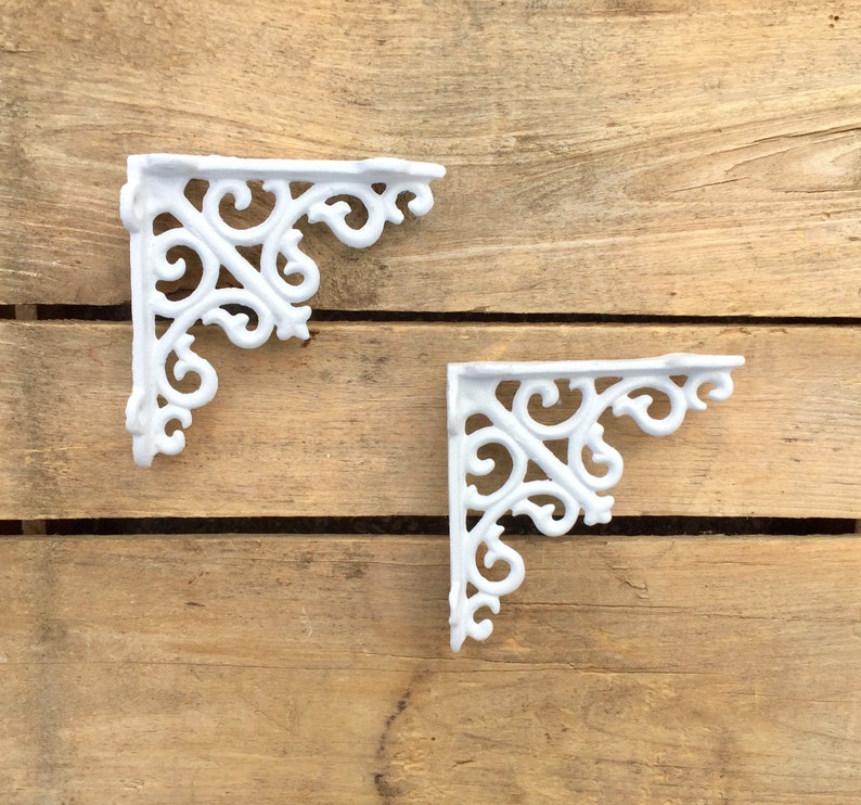 Pair of White Victorian Style Shelf Brackets Small White Cast Etsy
