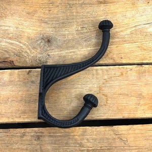 Cast Iron Double Coat Hook, Black or Brown Cast Iron Double Wall Hook, Cast Iron Coat Hook, Entryway Hook bild 1