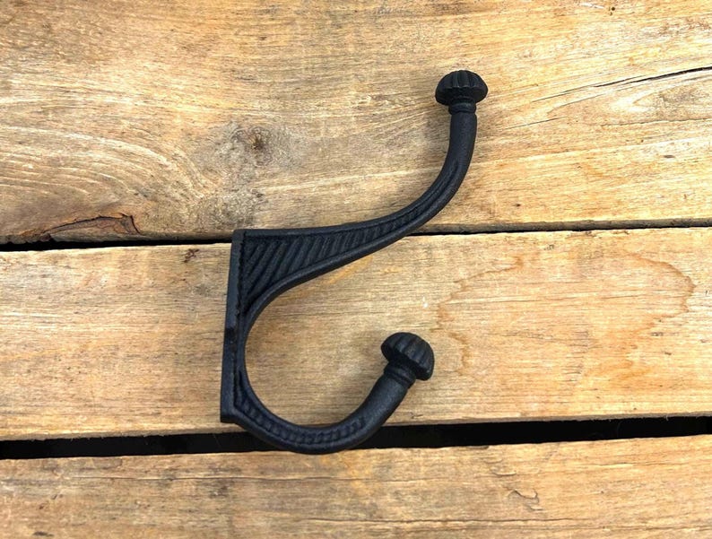 Cast Iron Double Coat Hook, Black or Brown Cast Iron Double Wall Hook, Cast Iron Coat Hook, Entryway Hook bild 1