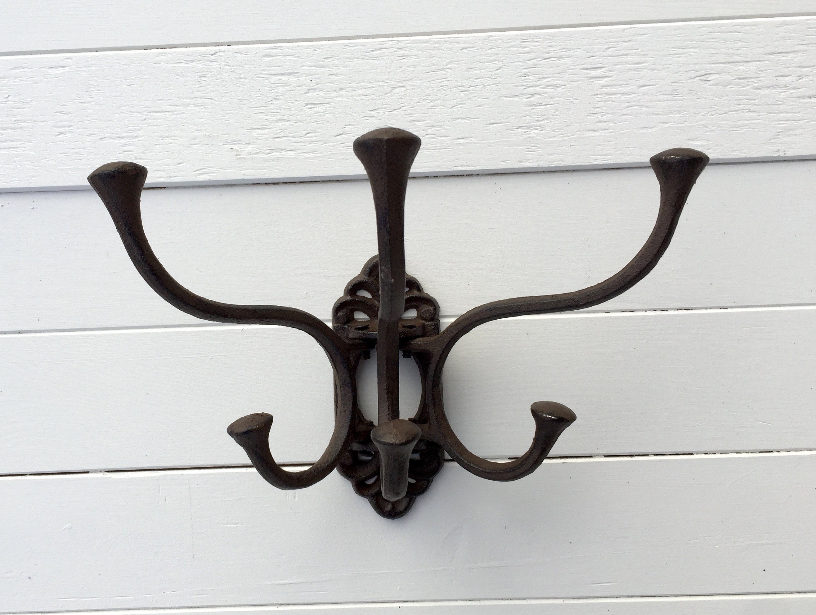 Triple Swing Arm Coat Hook Rustic Dark Brown