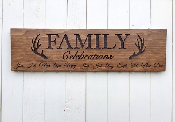 Family CELEBRATIONS Calendar Board with Antlers