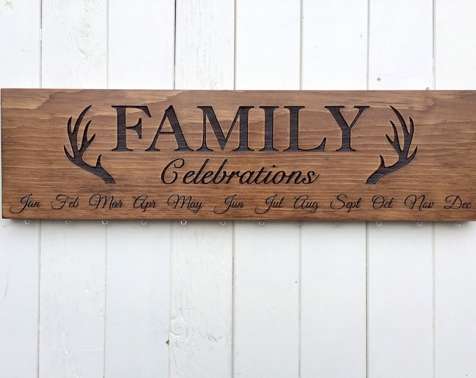 Family CELEBRATIONS Calendar Board with Antlers