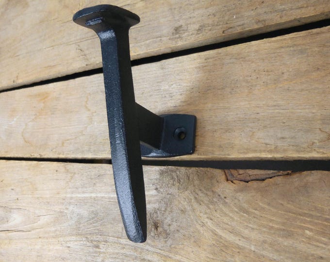 Mounted Black Railroad Spike Wall Hook