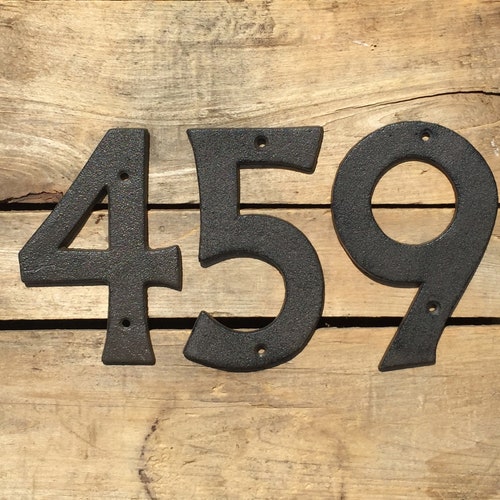 Decorative Vintage Cast Iron Metal House Numbers 4.3-Inch Rustic Hollowed Arabic Numbers 0 to 9 Cast Metal Address Number Home Garden Yard Mailbox