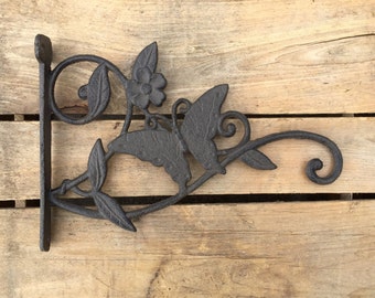 Butterfly Wall Hook, Rustic Cast Iron Wall Hook, Large Butterfly Hanging Basket Wall Hook