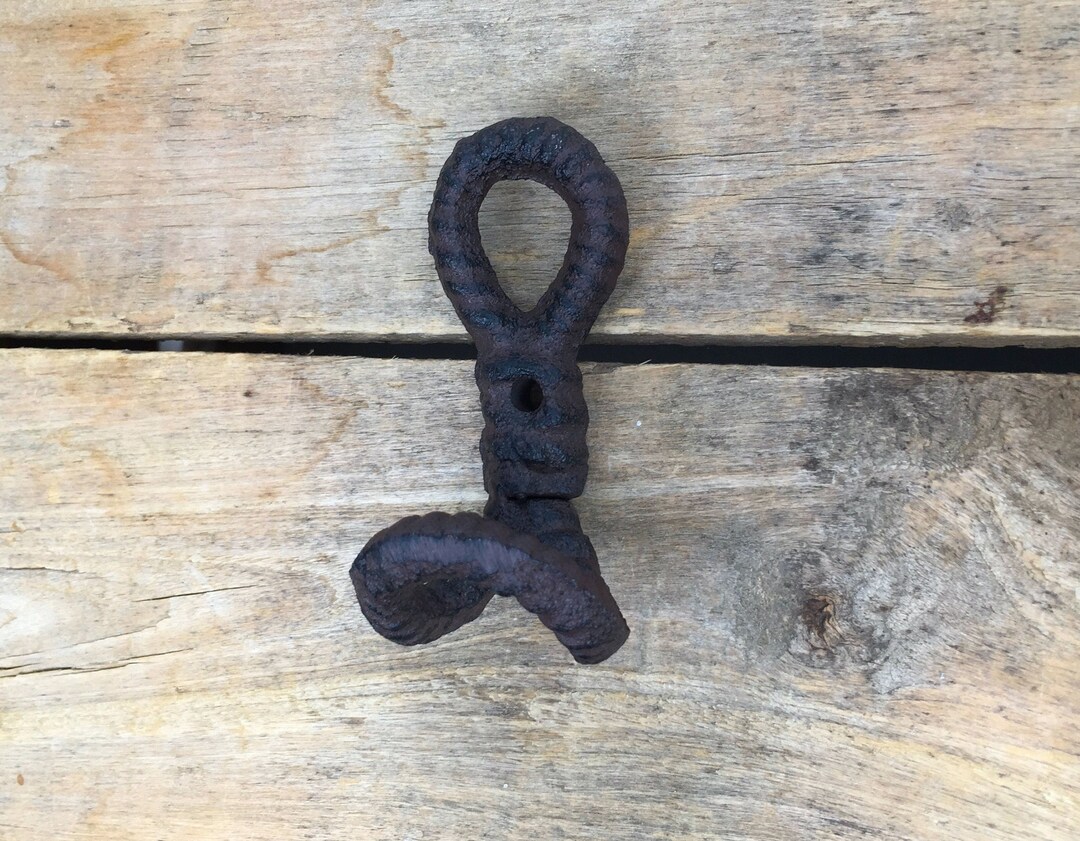Small Cast Iron Rope Hook, Cast Iron Rope Hook, Brown Cast Iron Rope