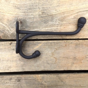 Large Double Coat Hook, Brown Cast Iron Entryway Hook, Large Double Wall Hook