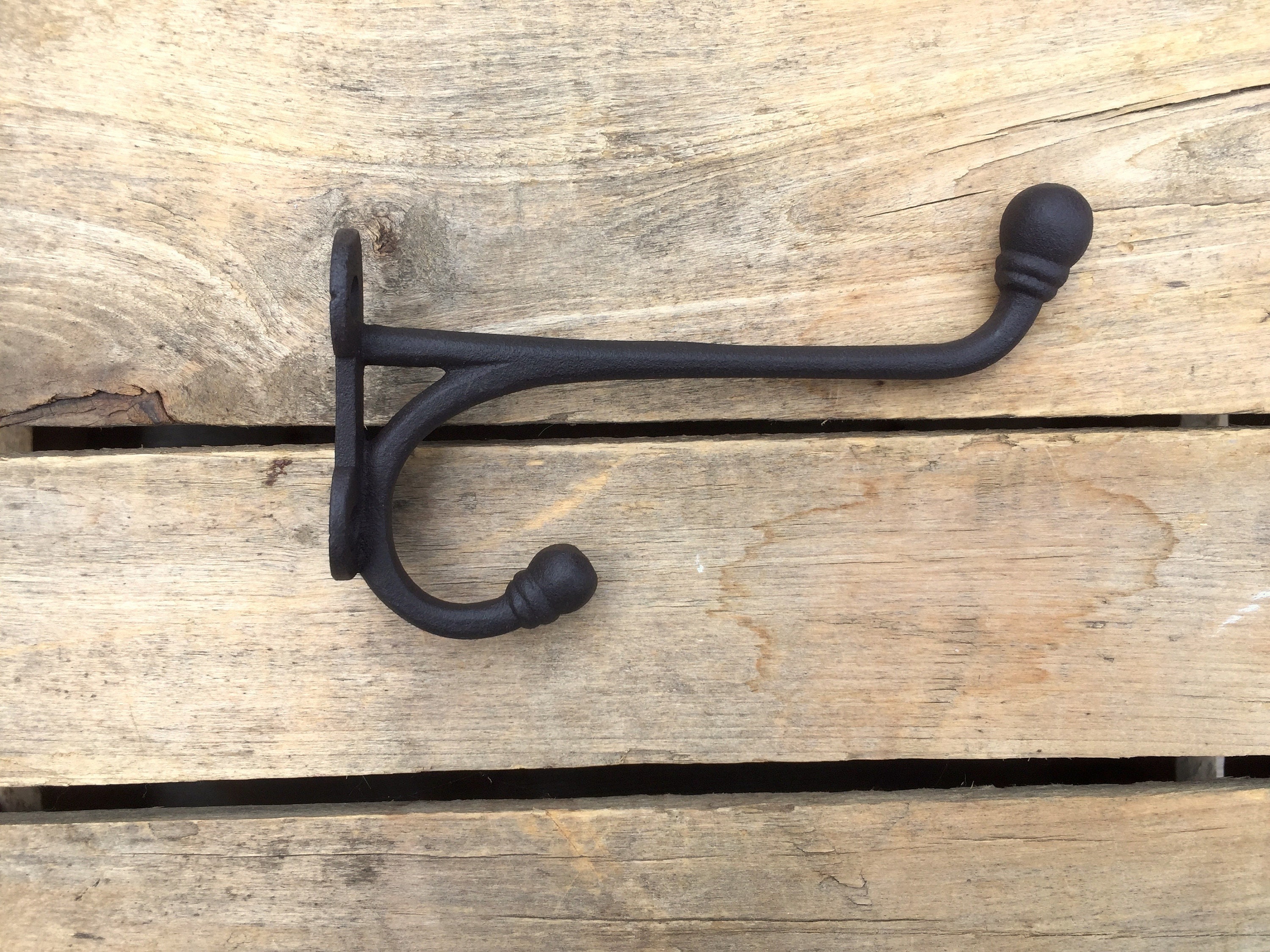 Large Double Coat Hook, Brown Cast Iron Entryway Hook, Large Double Wall  Hook 