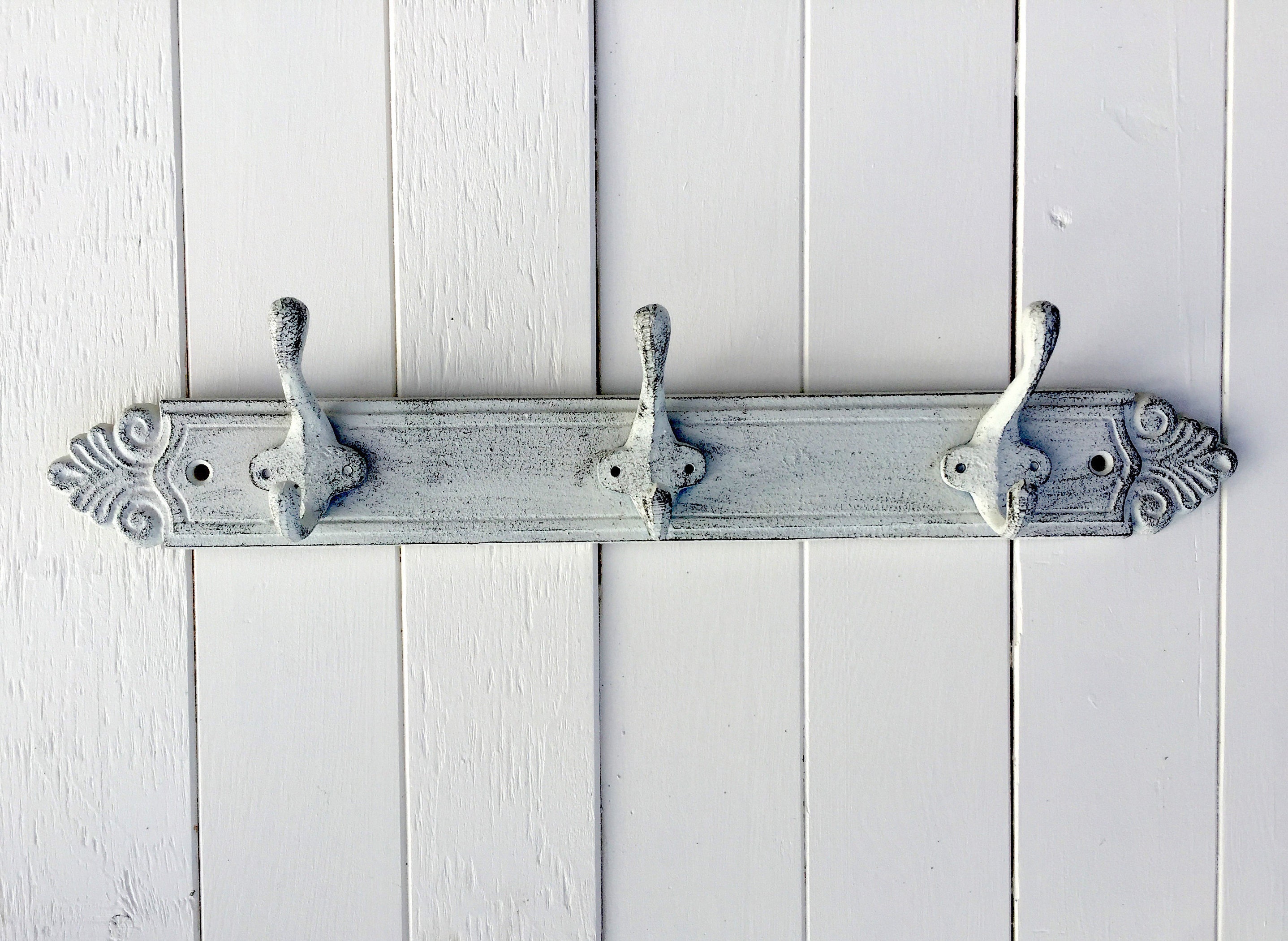 Antiqued White Triple Entryway Hook