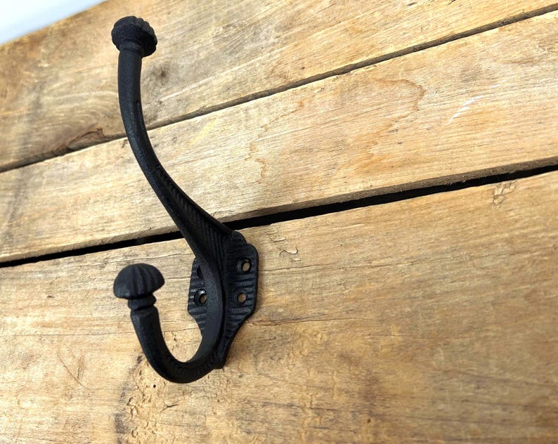 Cast Iron Double Coat Hook, Black or Brown Cast Iron Double Wall Hook, Cast Iron Coat Hook, Entryway Hook bild 4