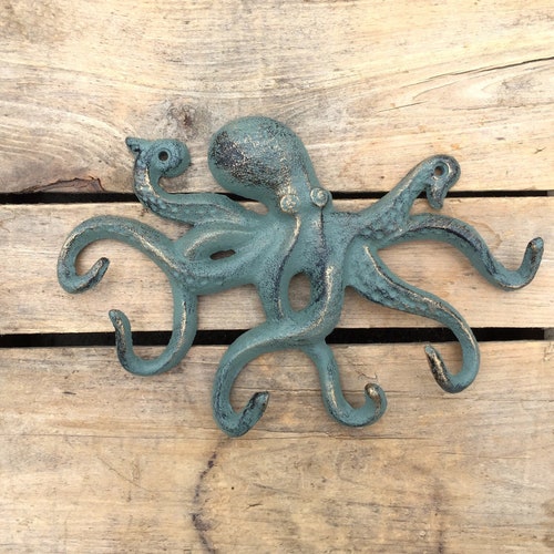 Buy Octopus Key Rack, Octopus Wall Hook, Cast Iron Green and Gold Octopus  Hook, Jewelry Hanger Online in India 