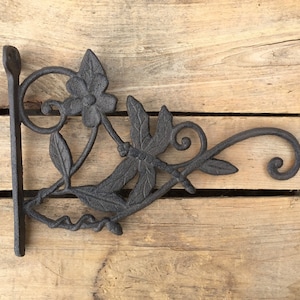 Dragonfly Wall Hook, Rustic Cast Iron Wall Hook, Large Dragonfly Hanging Basket Wall Hook