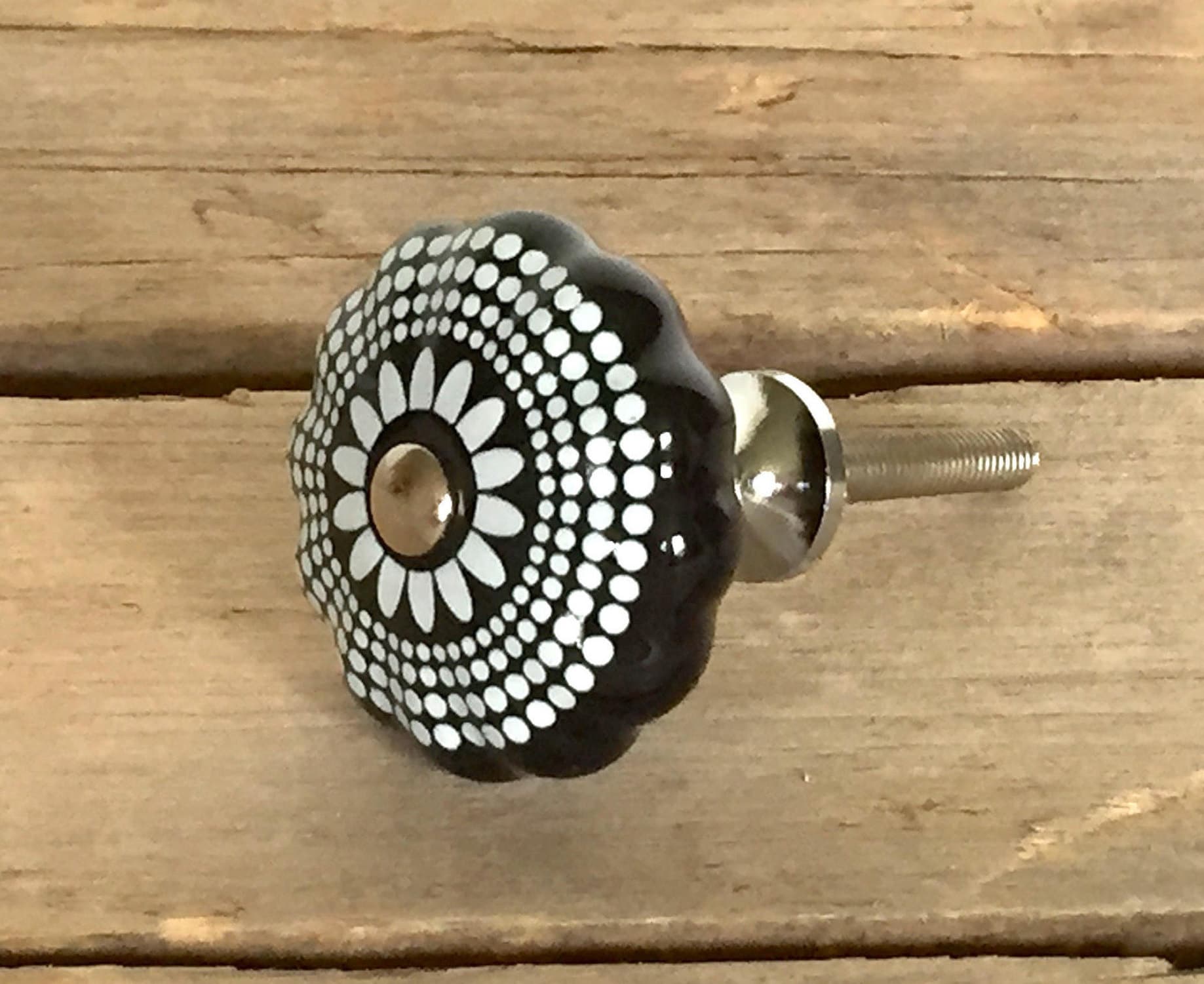 Black and White Ceramic Drawer Knob