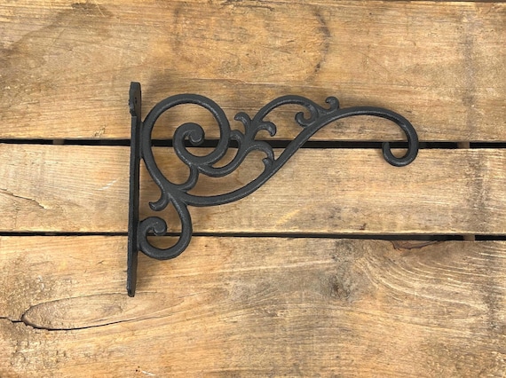Black Plant Hanger Hook: Cast Iron Decorative Wall Hook