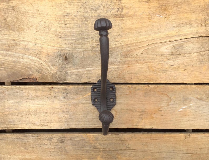 Cast Iron Double Coat Hook, Black or Brown Cast Iron Double Wall Hook, Cast Iron Coat Hook, Entryway Hook bild 7