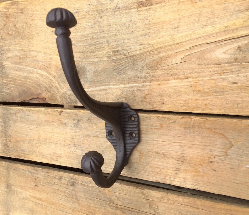 Cast Iron Double Coat Hook, Black or Brown Cast Iron Double Wall Hook, Cast Iron Coat Hook, Entryway Hook bild 6