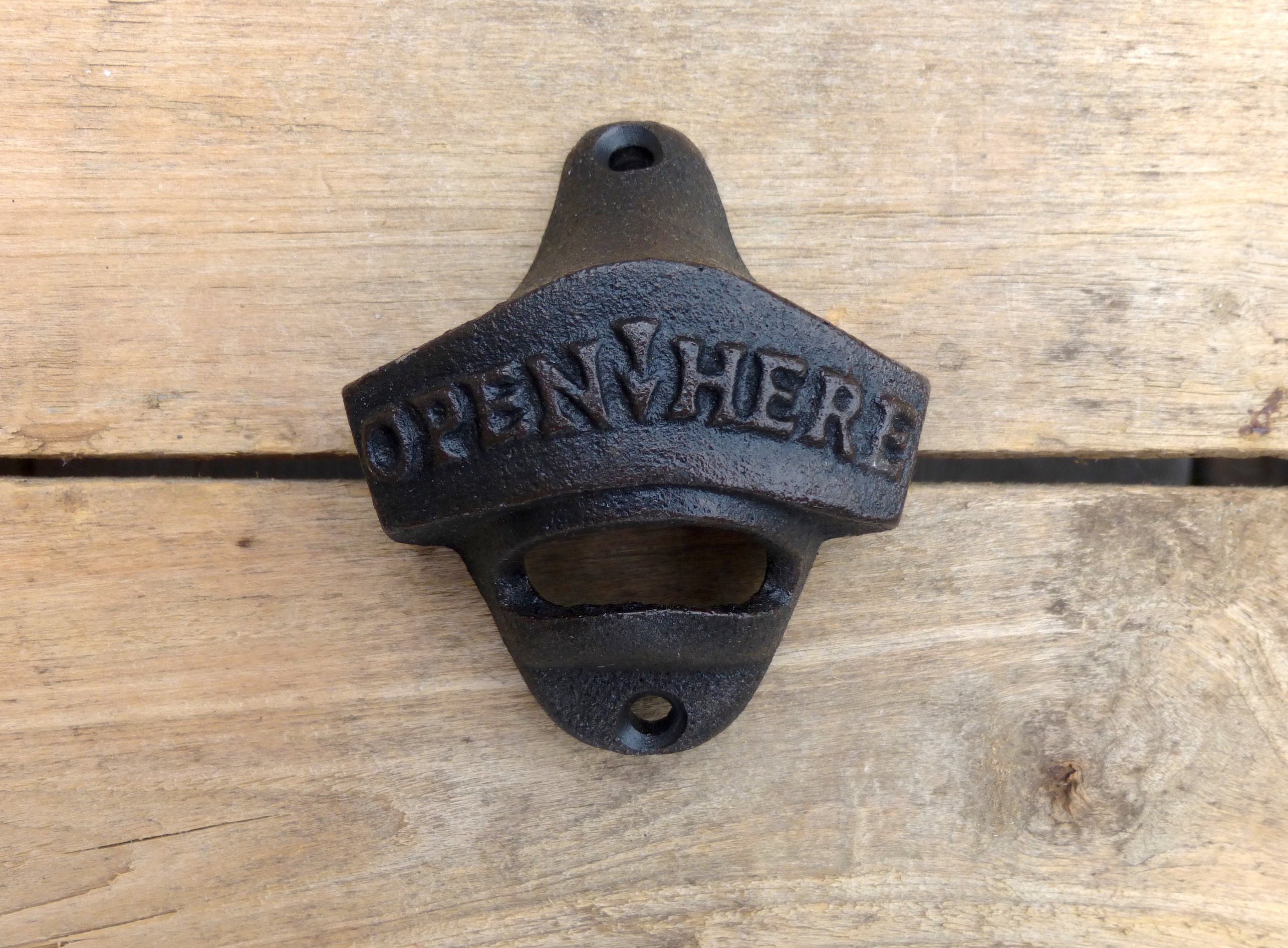 Black Wall Mount Cast Iron Bottle Opener
