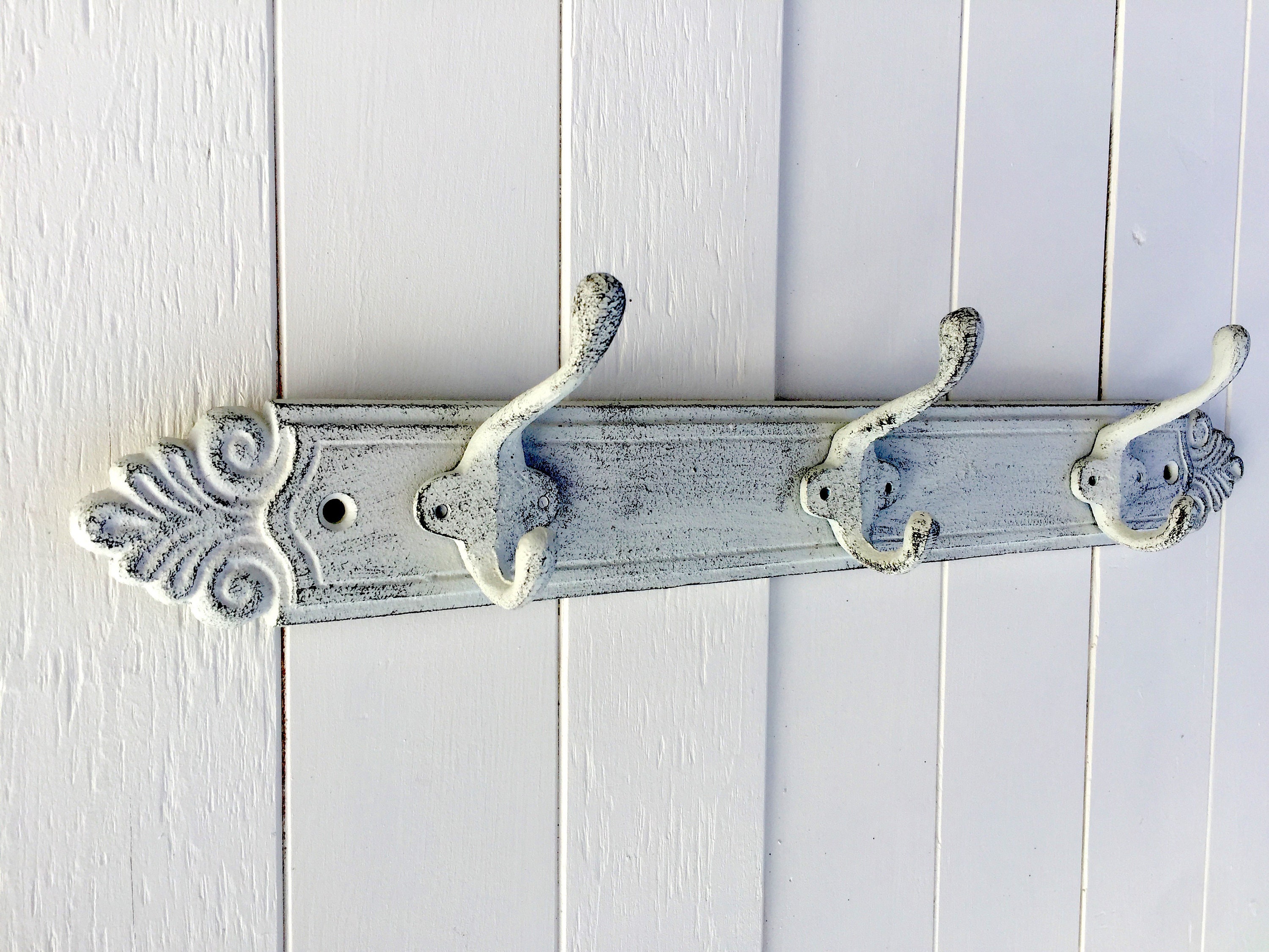 Antiqued White Triple Entryway Hook