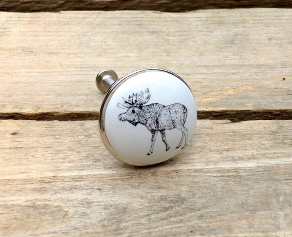 Moose Ceramic Drawer Knob Small Ceramic Drawer Pull Etsy