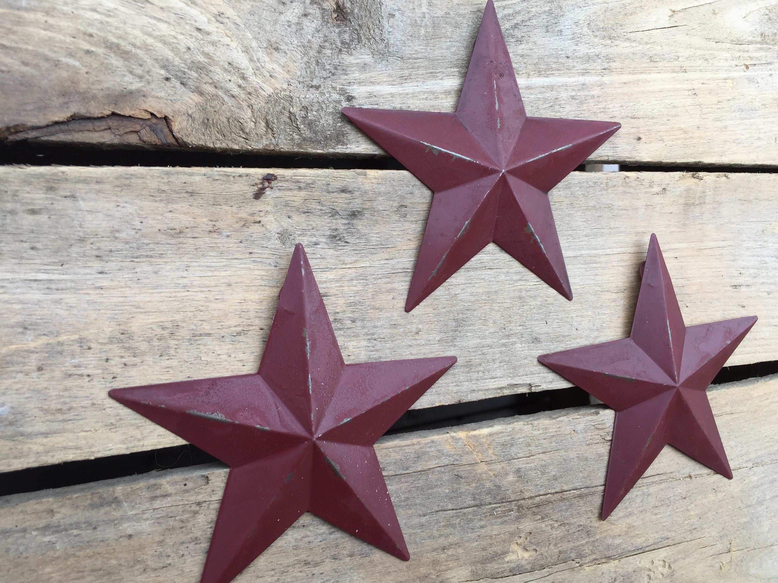 Set of 3 Small Metal Barn Stars