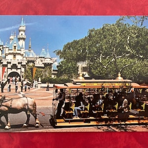 Vintage Disneyland Fantasyland Postcard - Sleeping Beauty's Castle - Horse Drawn Street Car