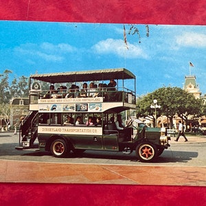 Vintage Disneyland Main Street U.S.A. Postcard - Town Square - Omnibus