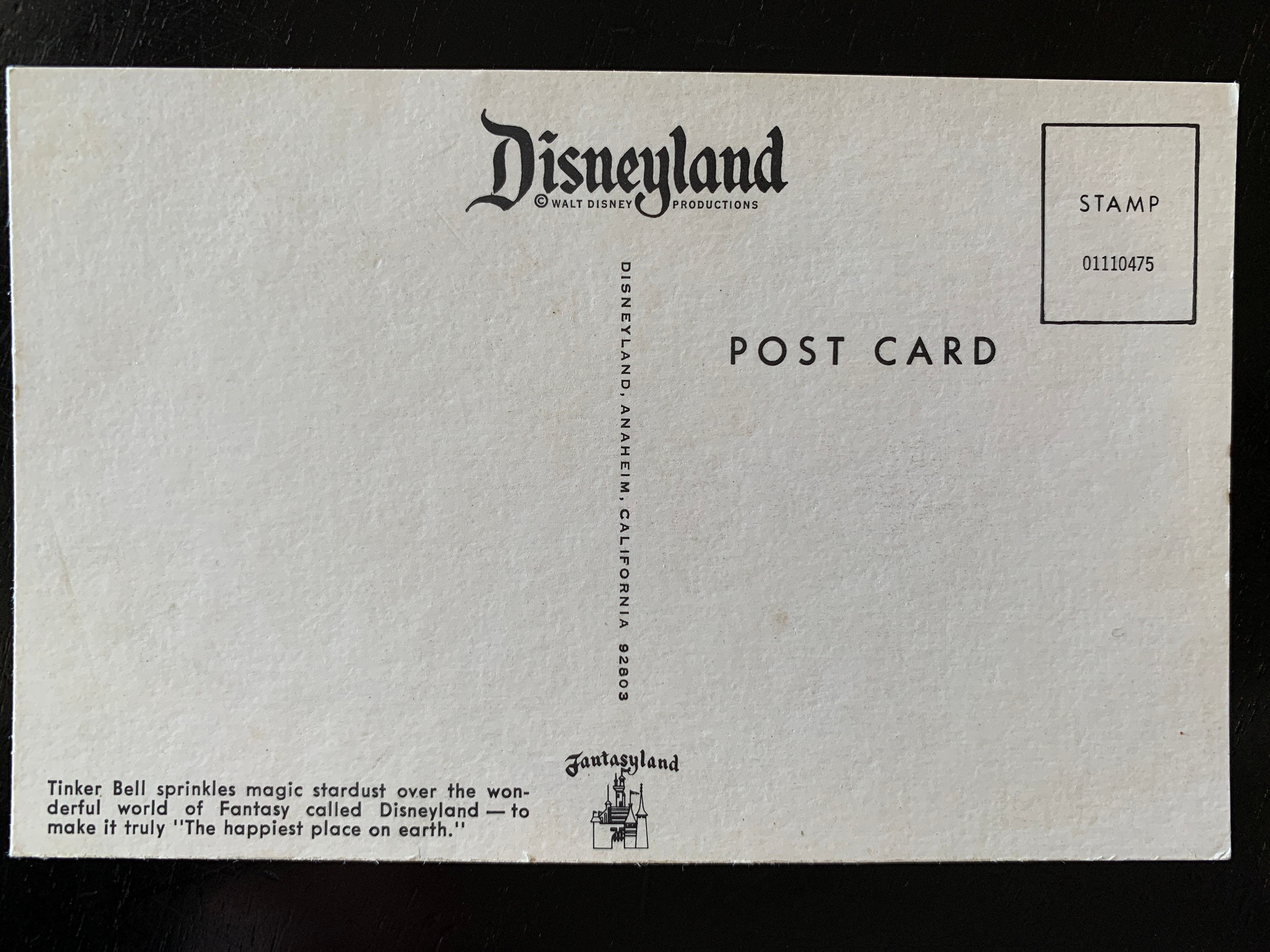 Vintage Disneyland Postcard - Tinkerbell Tinker Bell - Fantasyland
