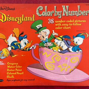 1964 Walt Disney’s Disneyland Color by Number Whitman 1642 book vintage coloring