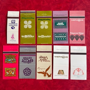 Vintage Disney World Hotel Resort Match Book Covers Matchbook matches Epcot tobacconist eastern airline Polynesian contemporary swan