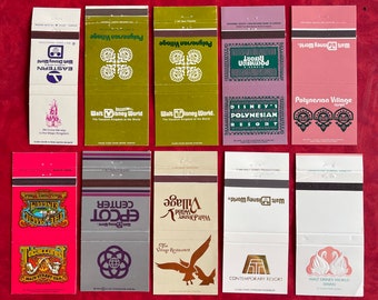 Vintage Disney World Hotel Resort Match Book Covers Matchbook matches Epcot tobacconist eastern airline Polynesian contemporary swan