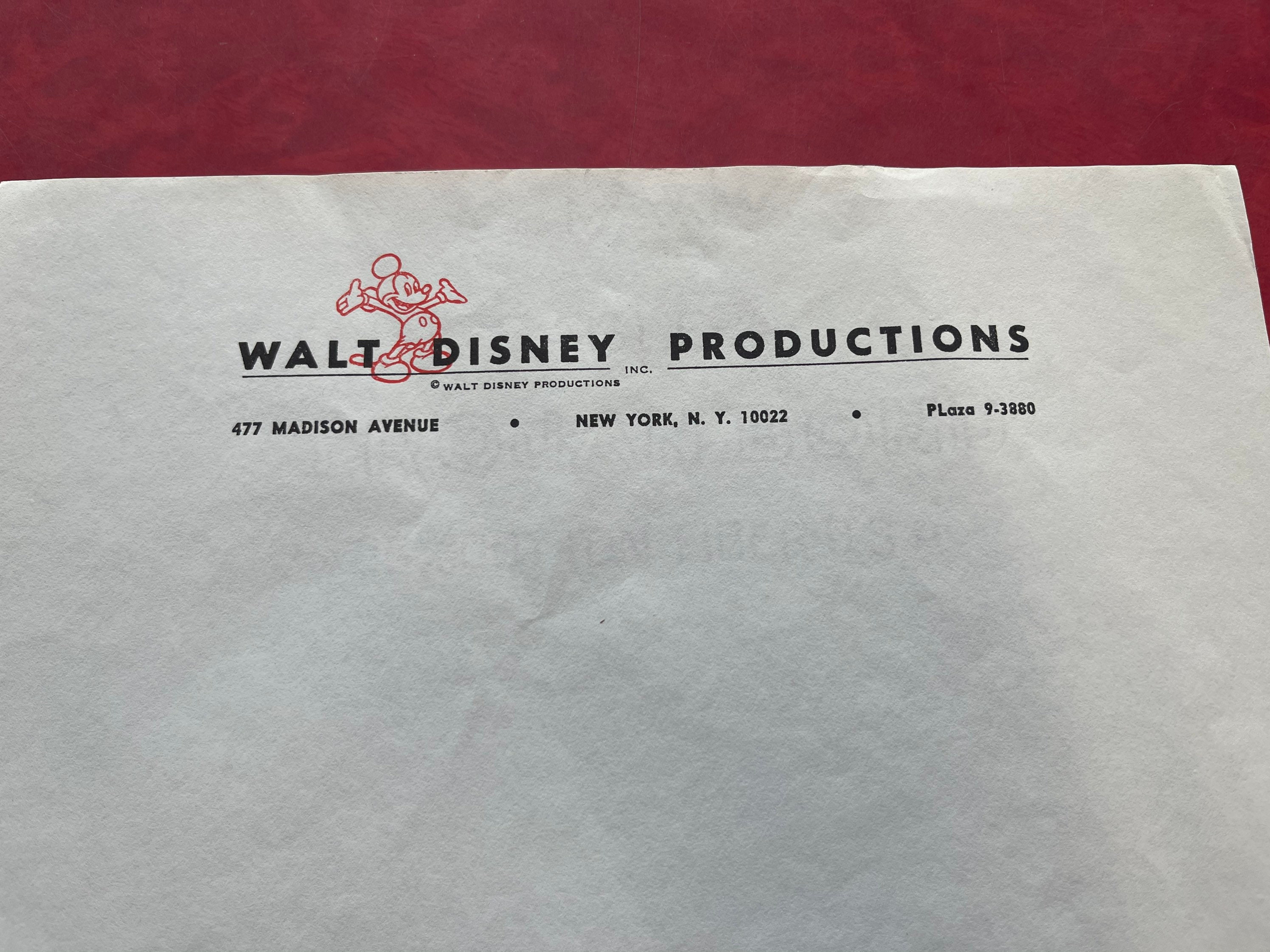 Walt Disney Productions Letterhead Official Stationary Paper - Etsy