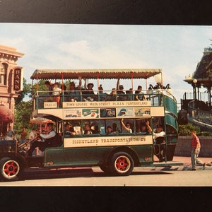 Vintage Disneyland Main Street U.S.A. Postcard - Town Square - Omnibus