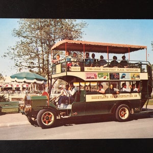 Vintage Disneyland Main Street U.S.A. Postcard - Town Square - Omnibus