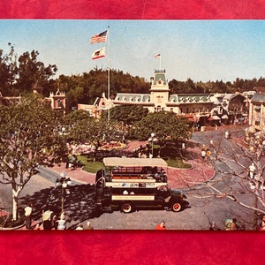 Vintage Disneyland Main Street U.S.A. Postcard - Town Square - Omnibus