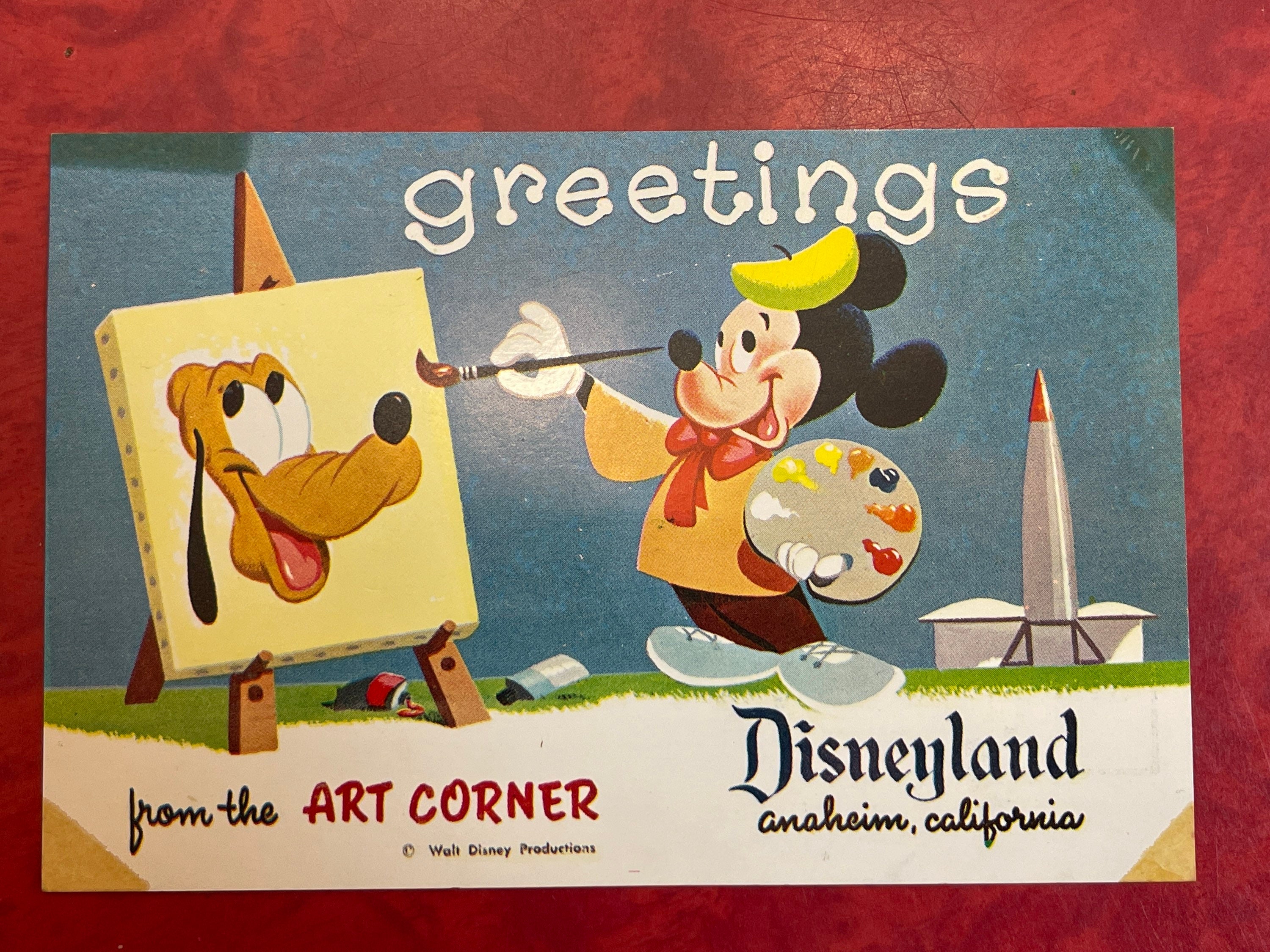 Vintage Disneyland Postcard - Greetings From the Art Corner