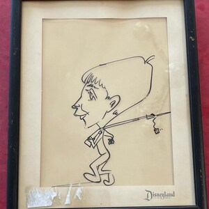 Vintage Disneyland Caricature Framed Art Drawing