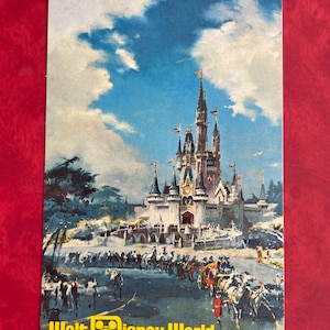Vintage Walt Disney World - The Magic Kingdom - Castelo da Cinderela - Cartão postal de renderização artística de pré-abertura 1971 RARE