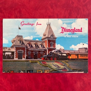 Disneyland ingang Santa Fe Railroad Main Street treinstation briefkaart