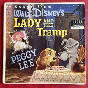 Walt Disney’s Lady and the Tramp 7” Decca 2x 45 EP Peggy Lee rare record vinyl sound track ED 728
