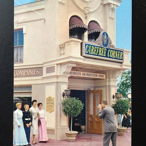 Vintage Disneyland Main Street U.S.A. Postcard - Carefree Corner - Insurance Company of North America