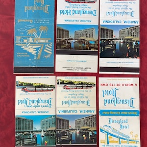 Vintage Disney Disneyland Hotel Match Book Covers - 6 versions see pics!